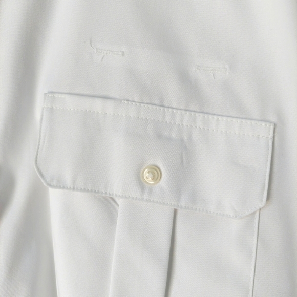Crew Outfitters Navy Summer White Uniform Pilot Dress Shirt Epaulets Sz 18.5 S/S - Picture 4 of 10
